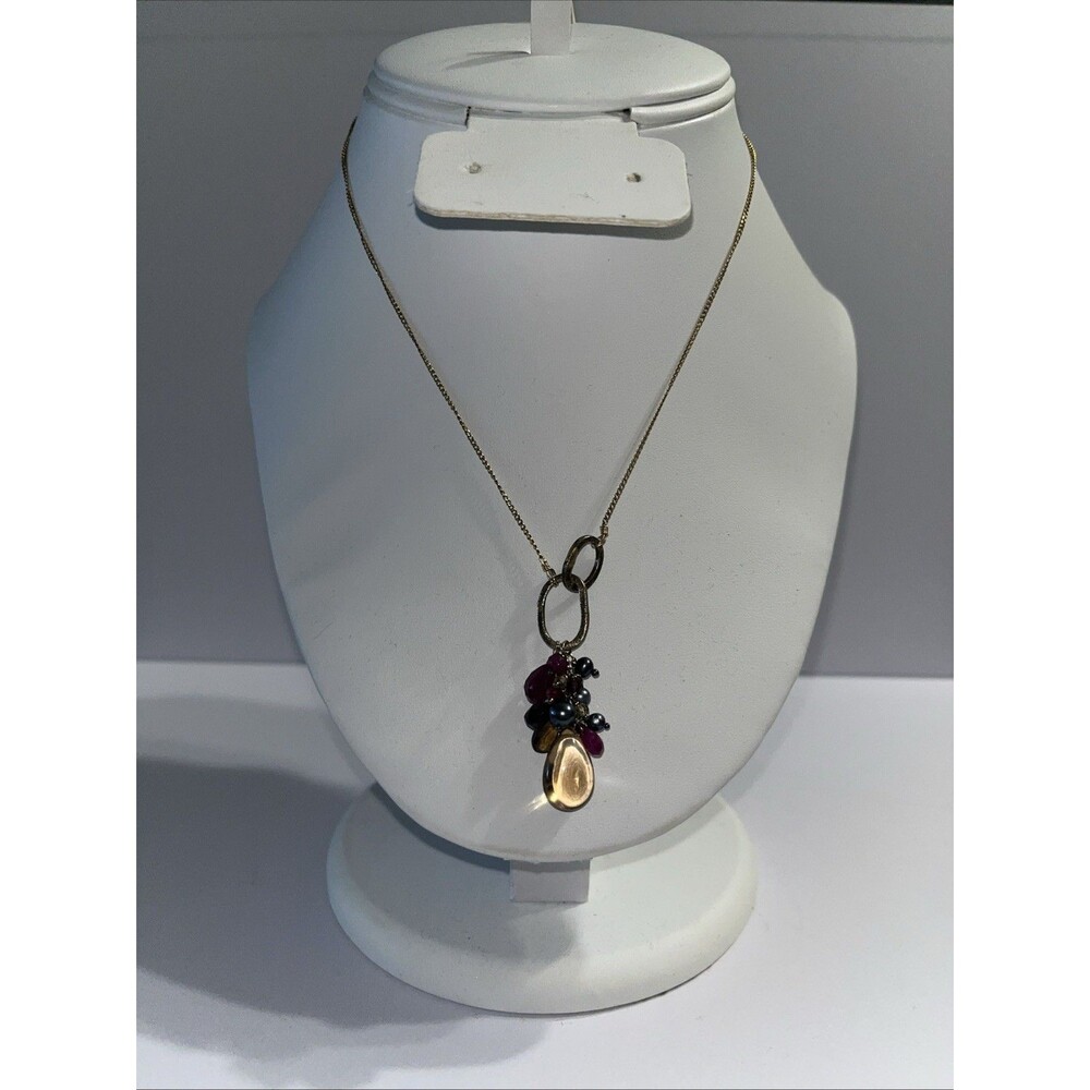 ALEXIS BITTAR NECKLACE STERLING Silver 925 RUBY PEARL AMETHYST DANGLES
